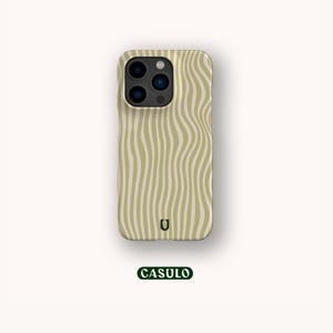 Sage Distorted Lines Phone Case Aesthetic for iPhone 16 15 14 13 12 11 SE Pro Max Plus Mini Samsung Galaxy S24 Google Pixel 9 8 Pro