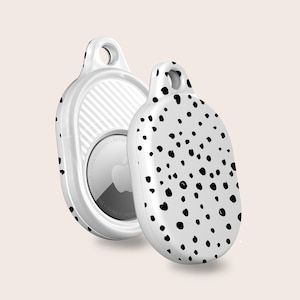 AIRTAG HOLDER Black Spots, Cute Airtag Keychain, Slim Apple Airtag Case With Carabiner for Luggage, AirTag Cover With Ring Chain