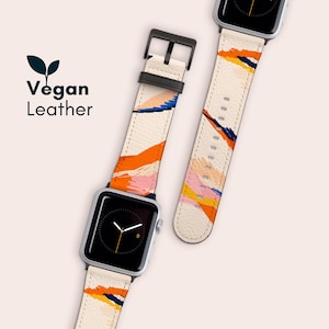 Cinturino stampato per Apple Watch, cinturino in pelle vegana per Apple Watch serie 1, 2, 3, 4, 5, 6, 7, 8 e SE, motivo astratto, cinturino moderno