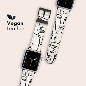 Printed Apple Watch Strap, Vegan Leather Band for Apple Watch Series 1, 2, 3, 4, 5, 6, 7 & SE, Abstract Pattern, Modern Band