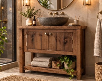 Handmade Rustic Bathroom Vanity Washstand Freestanding - Valley Range