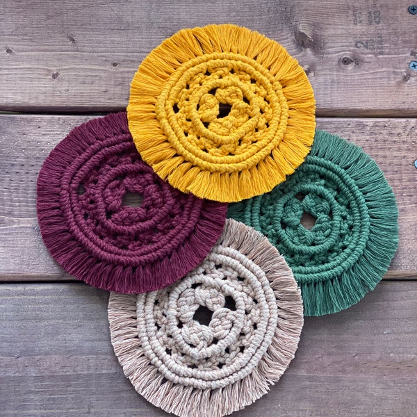 Macramé Coaster | Candle/plant Trivet | Bridesmaid Gifts | Boho Coasters |  Stocking Stuffers | Boho Decor | Handmade Gifts