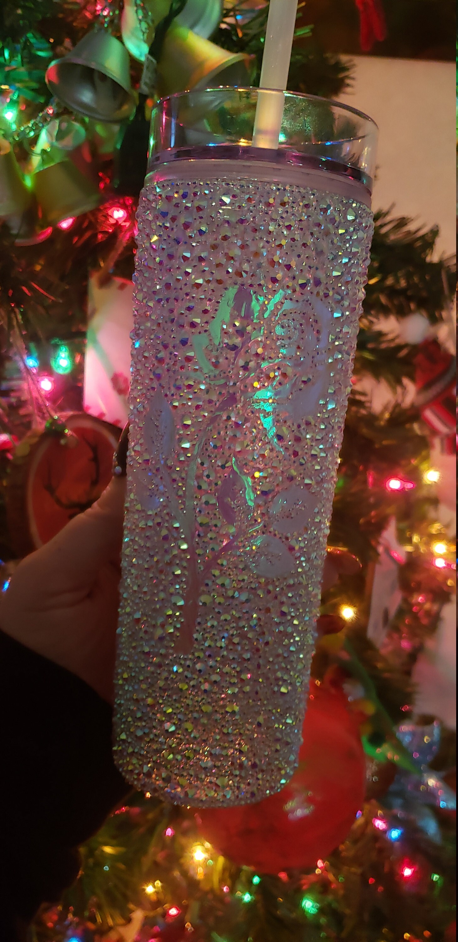 Rhinestones with rose tumbler custom tumbler rhinestone cup Etsy