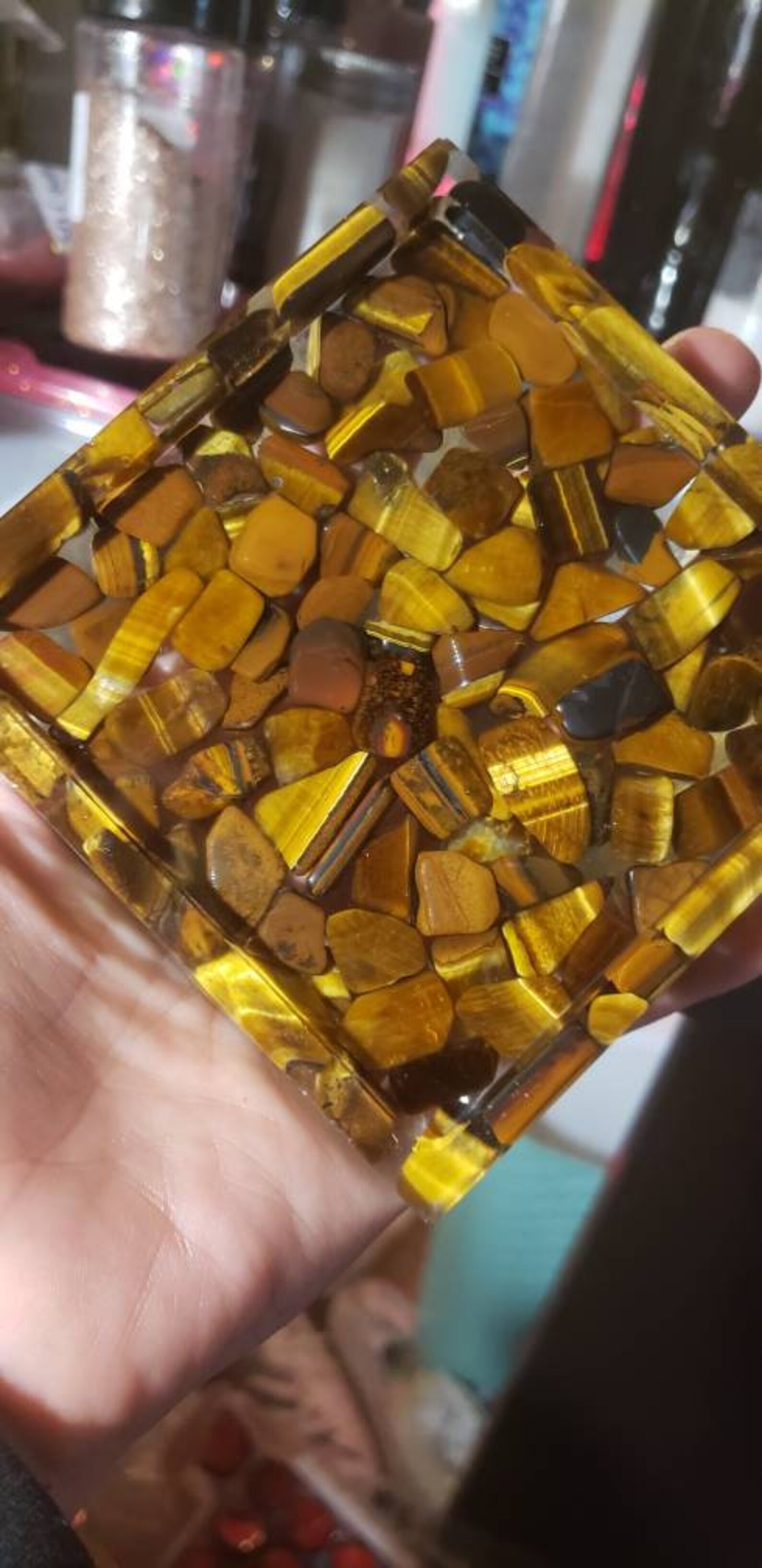 Gemstone coasters coaster set resin coasters tiger's Etsy