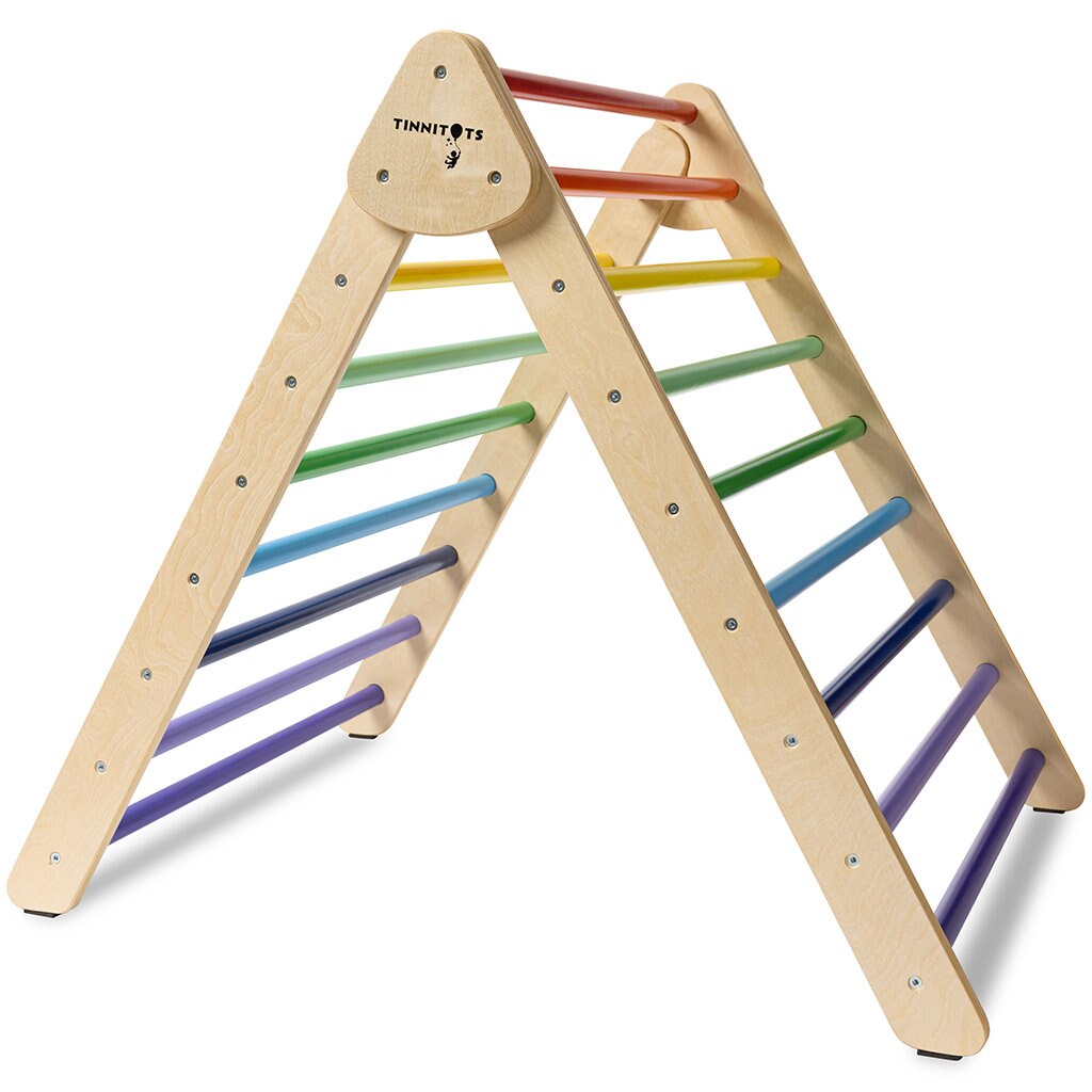 Pikler Triangle ANZ Safety Tested, Fully Foldable With Anti Slip Pads, Non Rotating Dowels Best