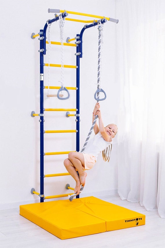 NIÑOS divertidos anillos de gimnasia de gimnasio interior, trapecio,  escalera de cuerda, red de araña, escalera, , barras de mono, cuerda.  Diferentes estilos y colores. -  México