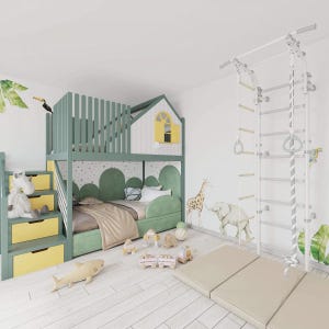 Barra de dominadas - Barras de mono - Barras de pared suecas sensoriales - Ajustable