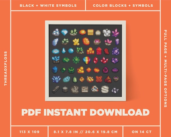 Stardew Valley Gem Rainbow Cross Stitch Pattern Counted - Etsy