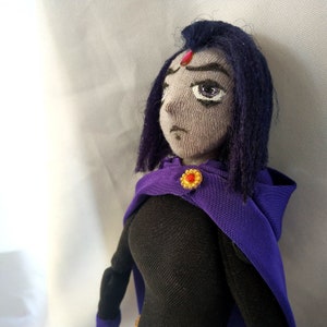 raven. teen titans. jointed doll. textile doll. handmade