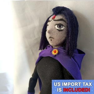 raven. teen titans. jointed doll. textile doll. handmade