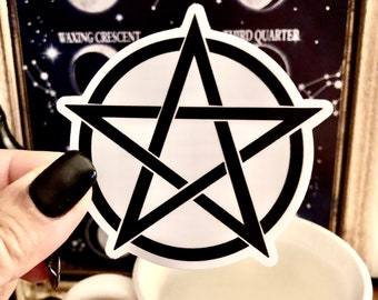 White Pentacle Witchcraft Protection Symbol Gothic Style Vinyl Stickers 3x3 inches