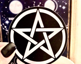 Black Pentacle Witchcraft Protection Symbol Gothic Style Vinyl Stickers 3x3 inches