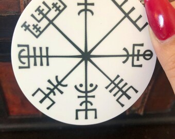 Vegvisir Viking Sigil Stave Warrior Style Vinyl Stickers 3x3 in Durable