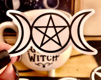 Triple Moon Witch Vinyl Stickers 1.5 x 3 in Thick Durable
