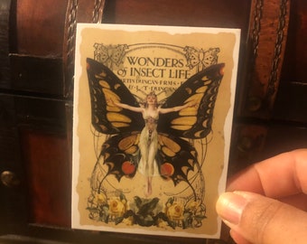 LaFae Beautiful Fairy Faerie Butterfly Woman Victorian Steampunk Vintage Style Vinyl Matte Stickers 3x4 in