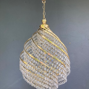 Vintage  Swarovski Crystal Chandelier, Empire Style Ceiling Light 3 Lights Elegant Chandelier