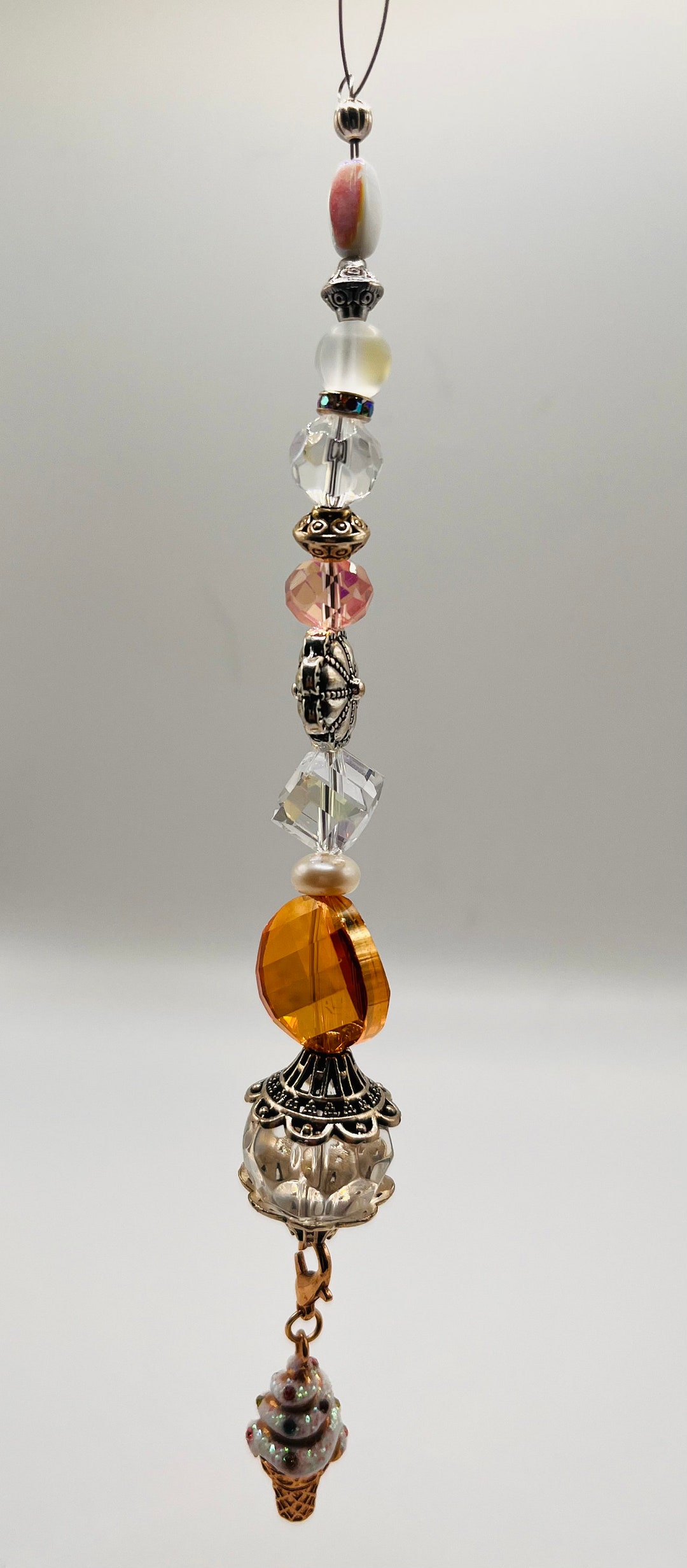Ice Cream Cone Crystal Swivel Hook Suncatcher Etsy