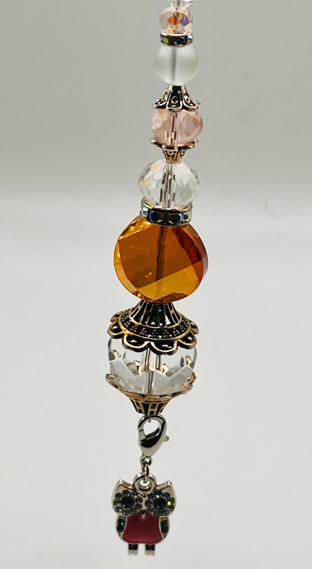 Owl Charm Crystal Swivel Suncatcher Etsy