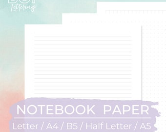 Papel cuadriculado de puntos rayado, hojas imprimibles para planificador (A4, A5, Carta, B5)