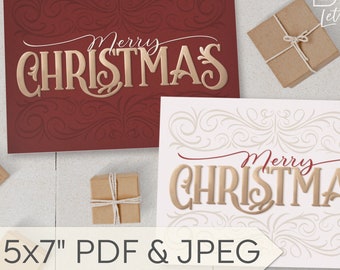 Tarjeta navideña imprimible / Adornos navideños / Letras a mano / 5x7” / PDF y JPEG
