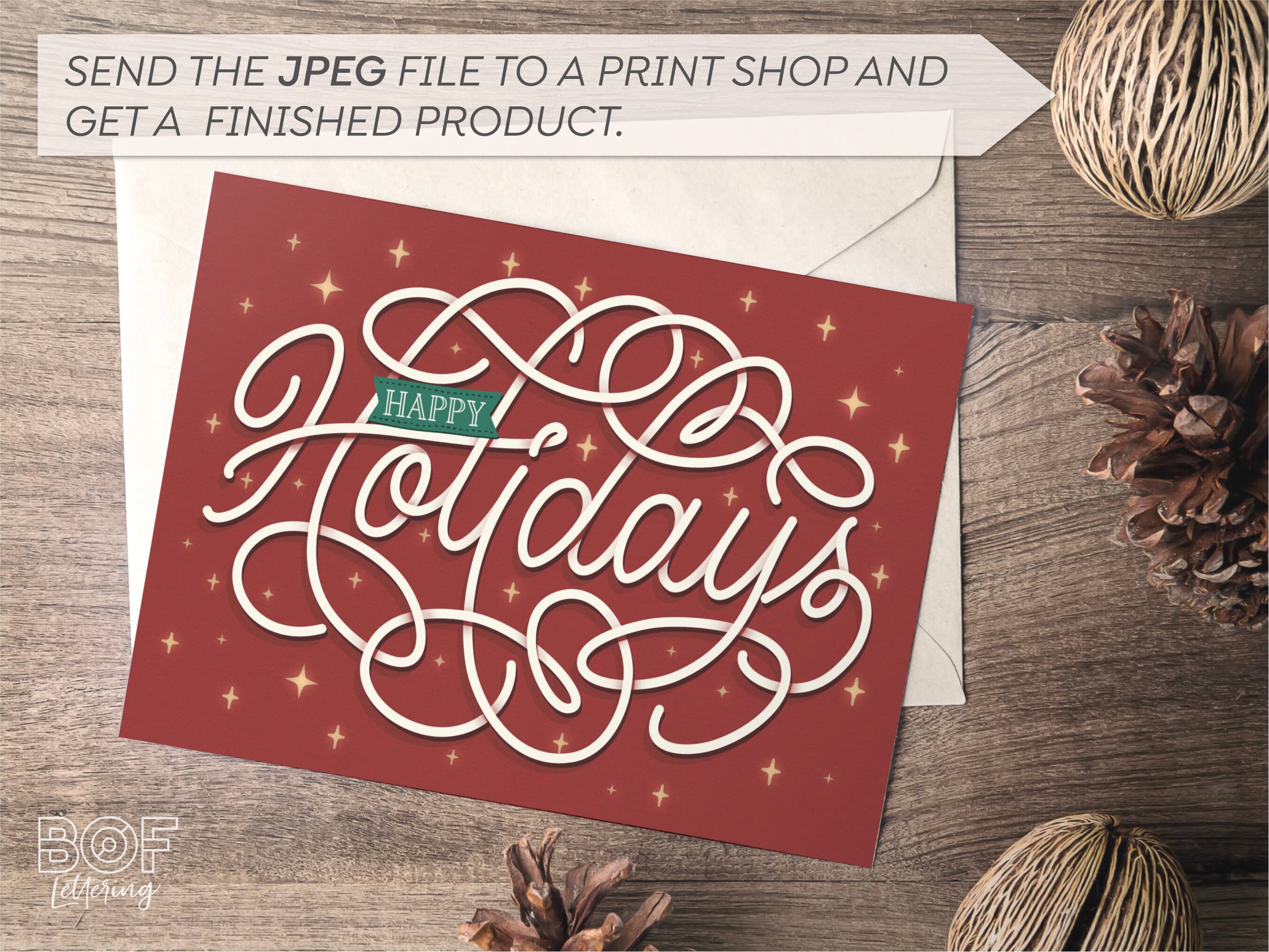 Printable Christmas Card / Happy Holidays Flourishes / Hand Lettering ...