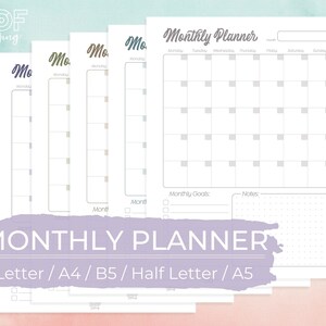 Monthly Planner / Color Variations / Printable Planner / Starting ...