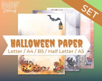Papel imprimible de Halloween: Insertos para álbumes de recortes y agendas (A4, A5, Carta, B5)