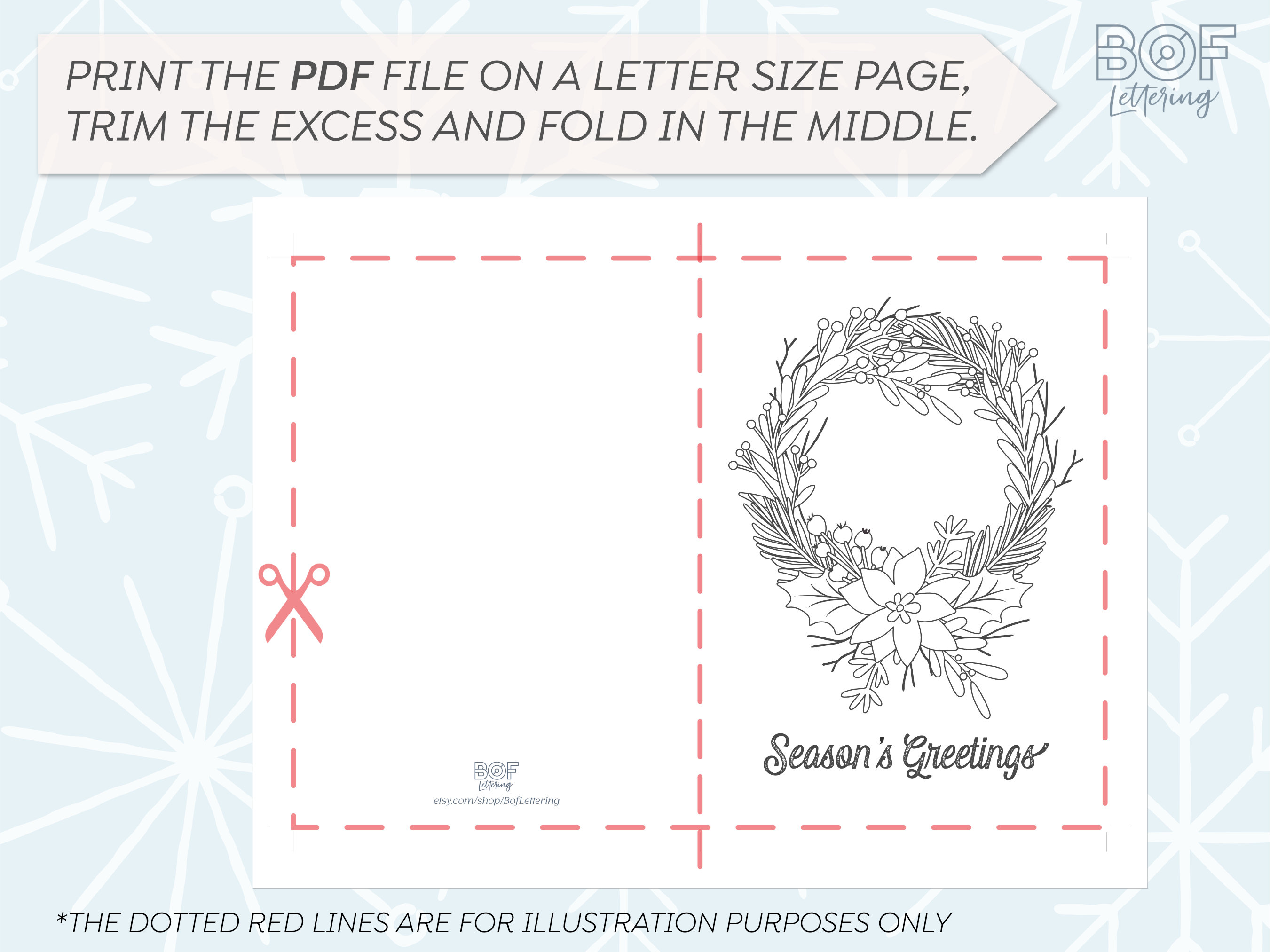 Coloring Christmas Card / 5x7” / PDF / JPEG / Printable / for Kids and ...
