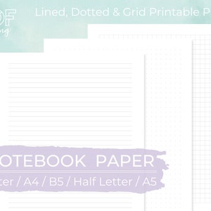 Lined Dot Grid Graph Paper / Printable PDF / A4 / A5 / Letter / Half Letter / B5 / Notebook Paper / Instant Download PDF / Essential Planner
