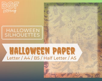 Siluetas de Halloween en papel, letrero espeluznante imprimible (A4, A5, Carta, B5)