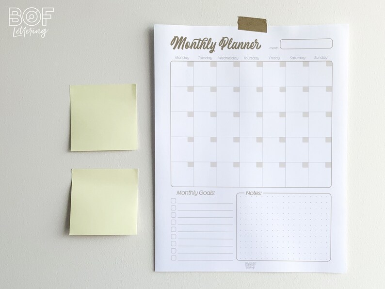 Monthly Planner / Color Variations / Printable Planner / Starting ...
