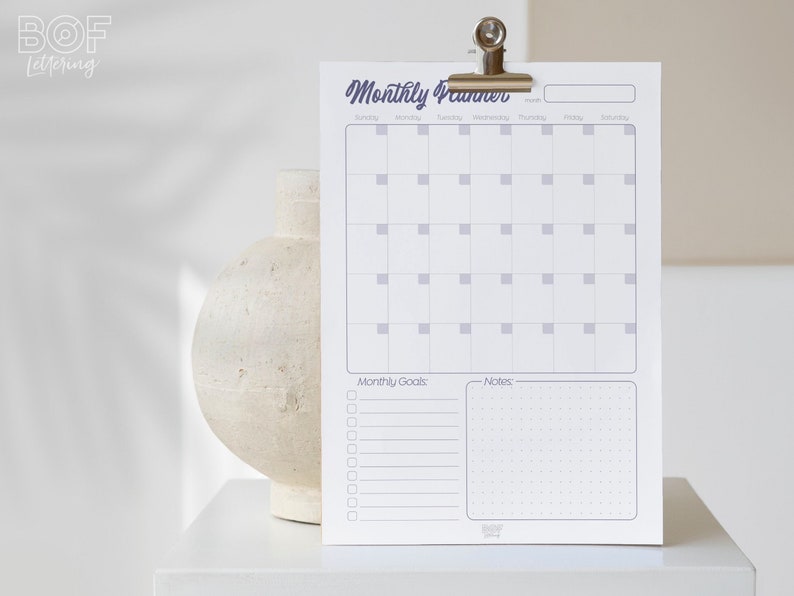 Monthly Planner / Color Variations / Printable Planner / Starting ...