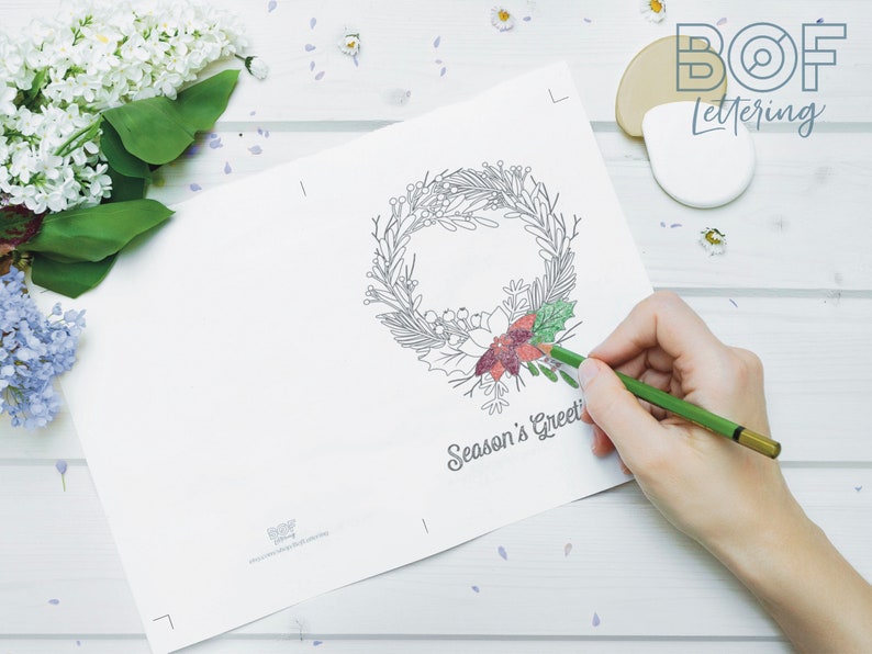 Coloring Christmas Card / 5x7” / PDF / JPEG / Printable / for Kids and ...