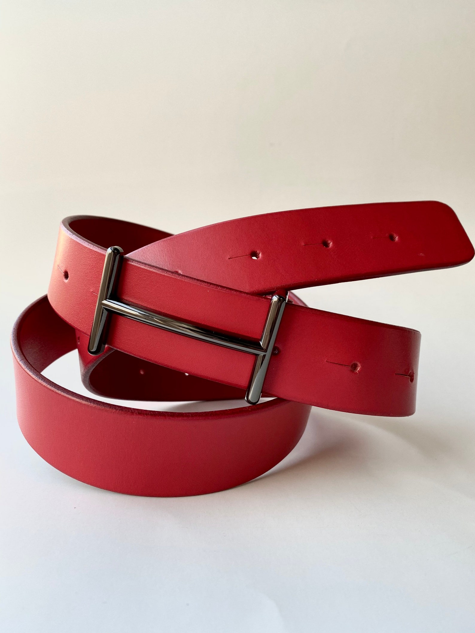 Italian Red Leather Belt for Woman Width 3.5cm/1.4 Inches Etsy