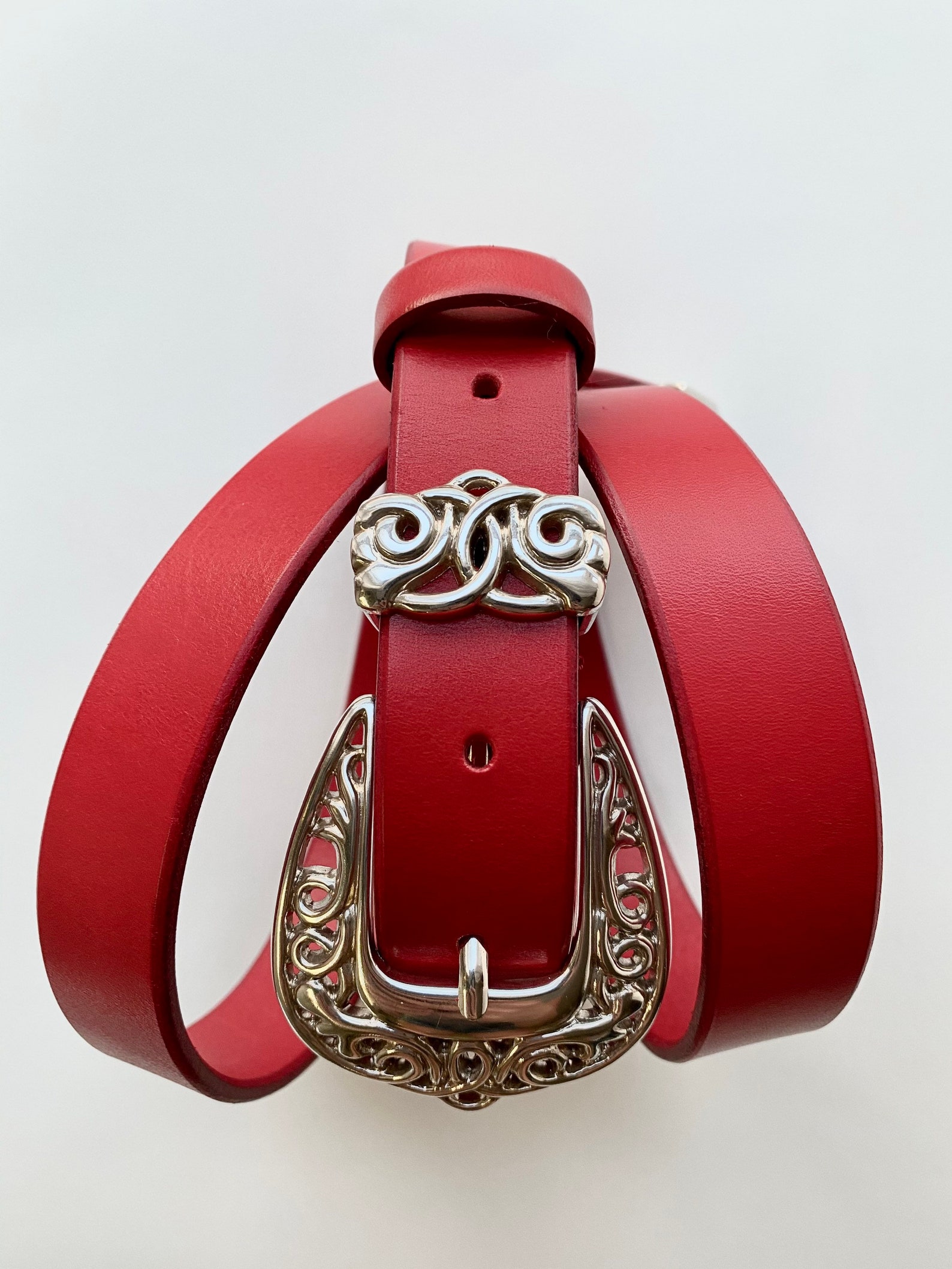 Italian Red Leather Belt for Woman Width 2.5 Cm/1 Inches Etsy