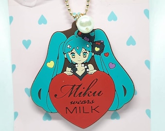 Kawaii Cute Vocaloid Hatsune Miku Rubber Keychain with Pearl