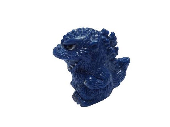 Vintage 1990s Kaiju Godzilla Blue Soft Vinyl Sofubi Mini SD Finger