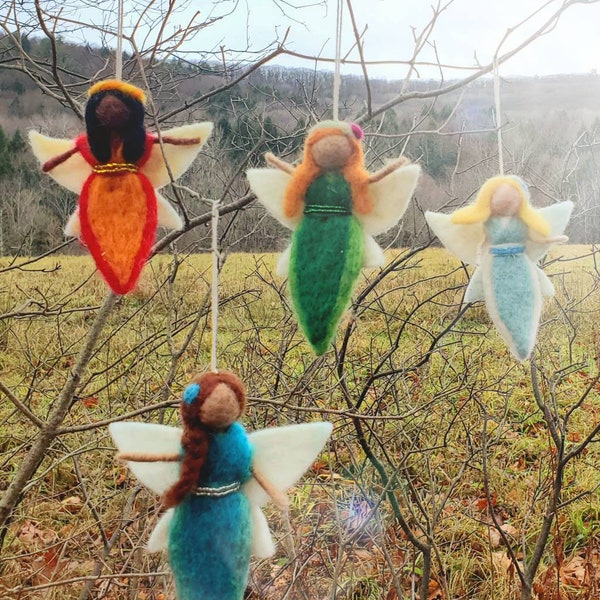 4 Element Fairies / felt fairies / Waldorf fairy / wool fairy / toy fairy / earth fairy / fairy ornament / fairy decor / Waldorf toy / pixie