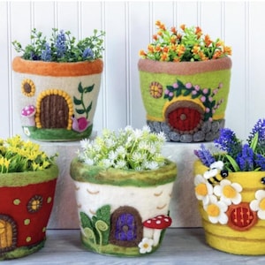 Cute Fairy House  planters and pots/ Nature Nursery decor / Kids storage basket/ Flower Pot Cover/ cottage core