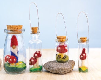Mushroom in glass jar/ Mushroom Decor / Fairy garden / mini mushroom/ tiny glass jar/ story jars and ornaments / cottagecore
