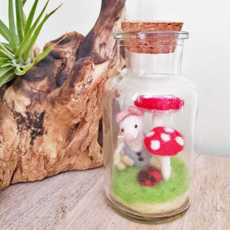 Mushroom in glass jar Mushroom Decor Fairy garden mini mushroom tiny glass jar story jars and ornaments