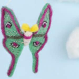Felt Luna Moth Ornaments / Luna Moth hanging ornament decor
