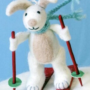 Skiing ornament collection / Fun Felt Kids Ornaments / Fair Trade Christmas Ornaments/ Felt Animals on Skis Bunny