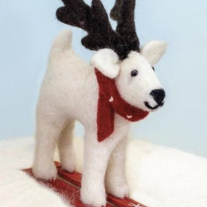 Skiing ornament collection / Fun Felt Kids Ornaments / Fair Trade Christmas Ornaments/ Felt Animals on Skis Caribou