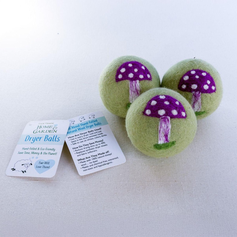 Magic Mushroom Felt Wool Dryer Balls - Thumbnail 4