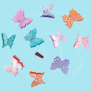Fluttery Butterfly Garland / Sustainable Handmade Paper Elephants/ Butterfly nursery decor/ party decor / baby shower