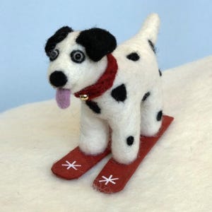 Skiing ornament collection / Fun Felt Kids Ornaments / Fair Trade Christmas Ornaments/ Felt Animals on Skis Dalmation Dog