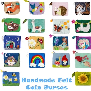 Monedero con temática infantil divertido/bolsa con cremallera/bolso para niños/monedero/monedero/bolso de fieltro/cartera pequeña/bolso de lana/regalo de cumpleaños para niños