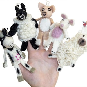 Farm Animal Finger Puppets/ Fair Trade Finger Puppets/ Felt Finger Puppets / Waldorf gift /waldorf felt puppet / toddler gift / barnyard