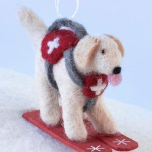Skiing ornament collection / Fun Felt Kids Ornaments / Fair Trade Christmas Ornaments/ Felt Animals on Skis Retriever